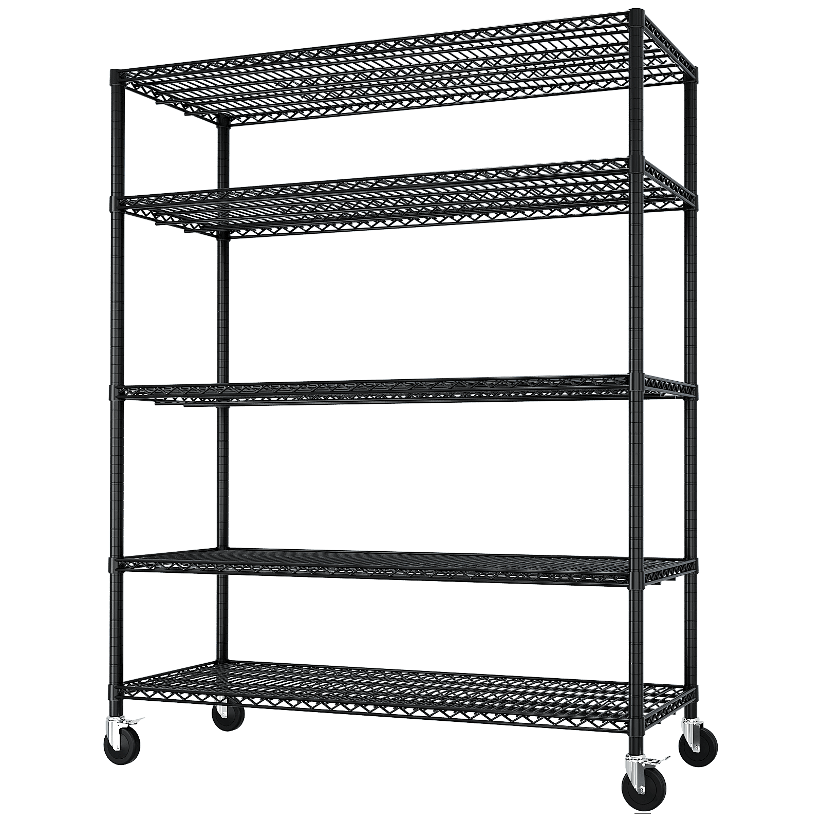 Ktaxon 4 Tier Wire Shelving with Wheels, 46"W x 17.7"D x 65"H Multifunctional Storage Rack Metal Garage Shelves Organizer, Capacity for 800lbs, Black