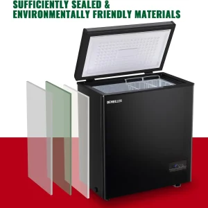 Chest Freezer 5.0Cubic Feet Deep Freezer Freestanding Freezers with 2 Removable Stainless Steel Basket, Mini Freezer Top Open Door Compact Freezer with Electronic Control 41℉ to -15℉BLACK