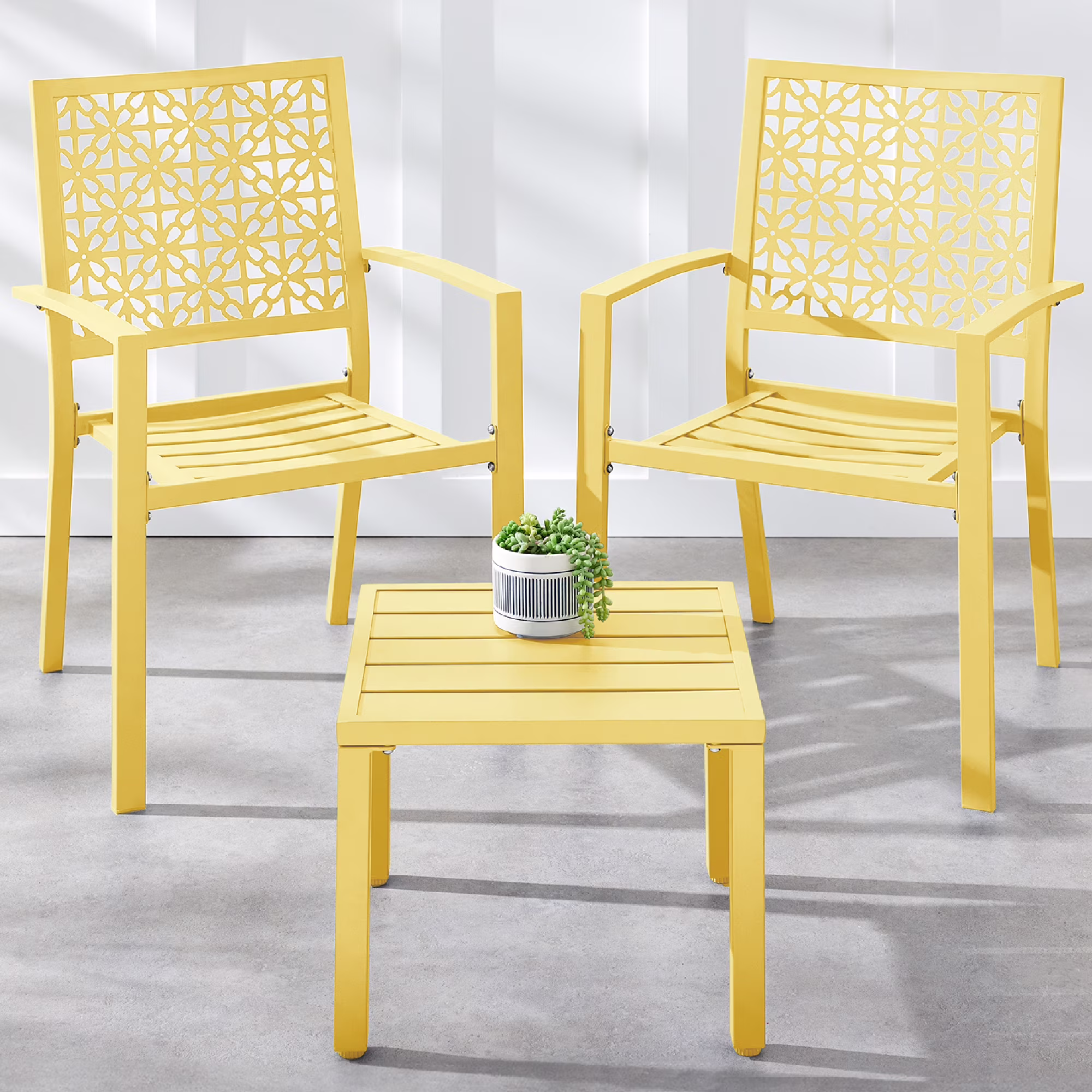 Best Choice Products 3-Piece Stackable Steel Outdoor Conversation Bistro Set, Patio Chat Furniture w/ 2 Chairs, Table- Black