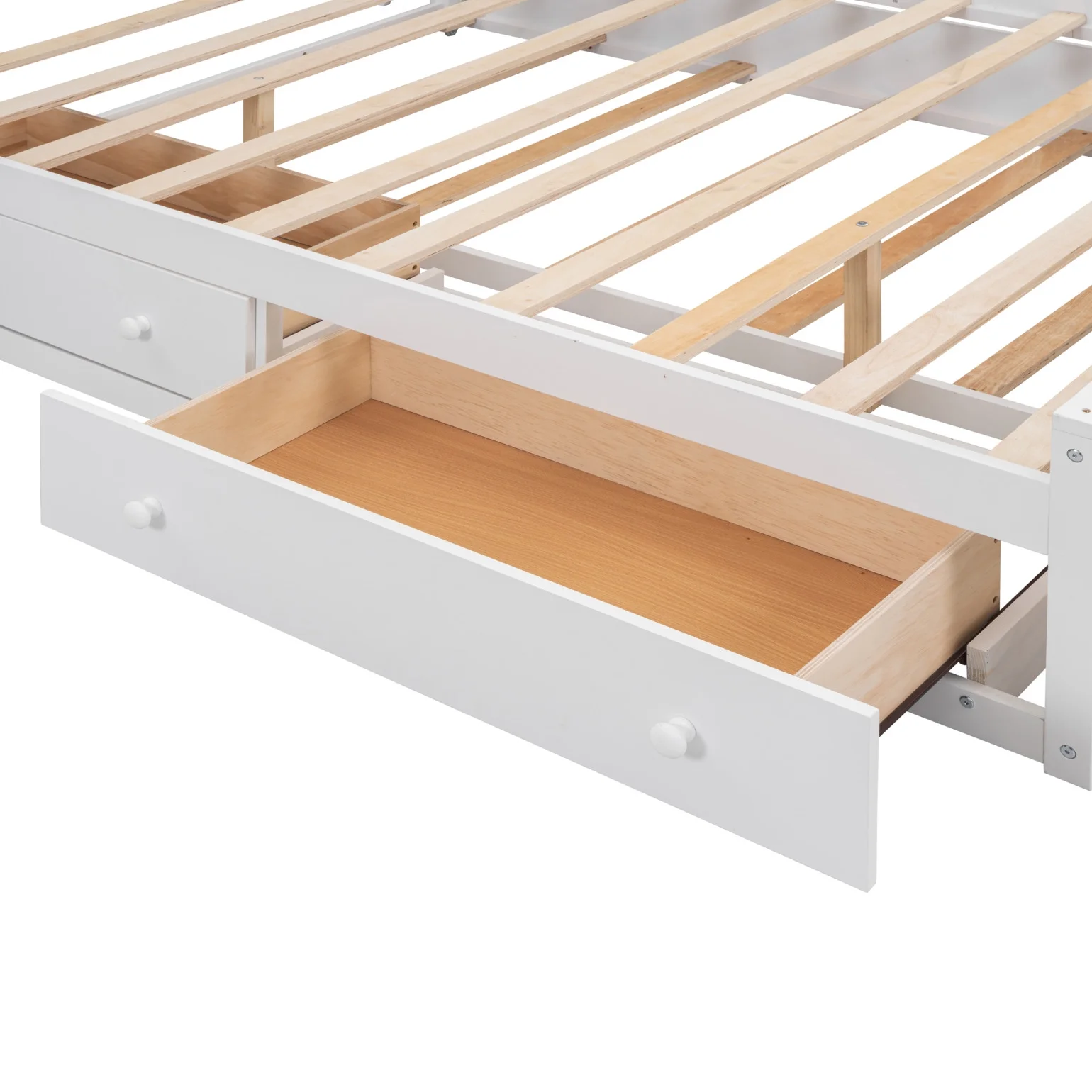 Queen Size Bed Frame with Headboard Storage and Outlet, Modern Solid Wood Storage Bed with 4 Underbed Drawers, Durable and Noiseless,Espresso