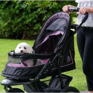 2025 No-Zip NV Pet Stroller for Cats/Dogs, Zipperless Entry, Easy One-Hand Fold, Gel-Filled Tires, Plush Pad + Weather Cover Included, 3 colors