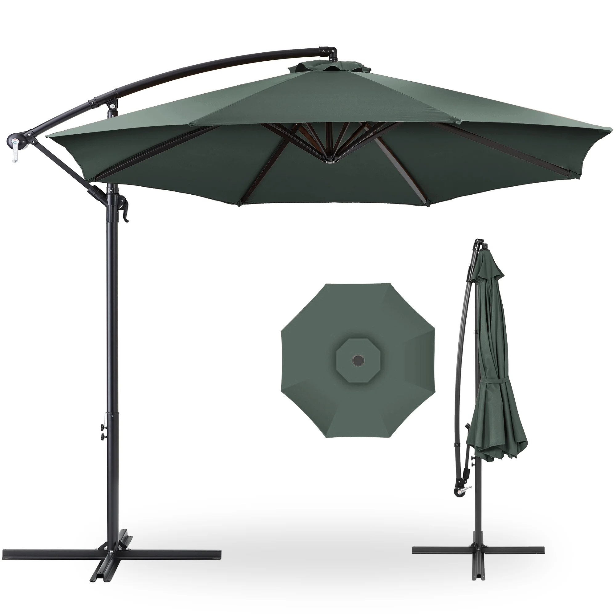 Best Choice Products 10ft Offset Hanging Outdoor Market Patio Umbrella w/ Easy Tilt Adjustment - Tan