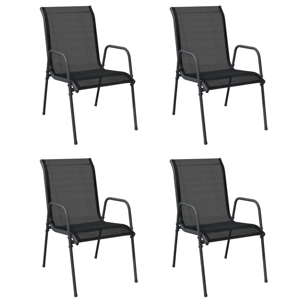 vidaXL Steel Outdoor Waterproof Patio Chairs, Black (Set of 2)