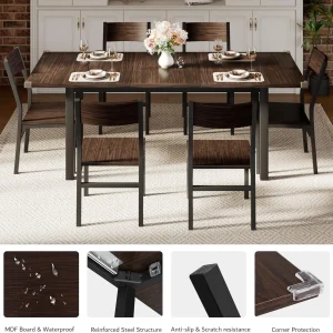iPormis 63" Extendable Dining Table for 4-8, Square Wooden Dining Room Table with Metal Base, Modern Extendable Table for Small Kitchens, Dining Office Areas, Black