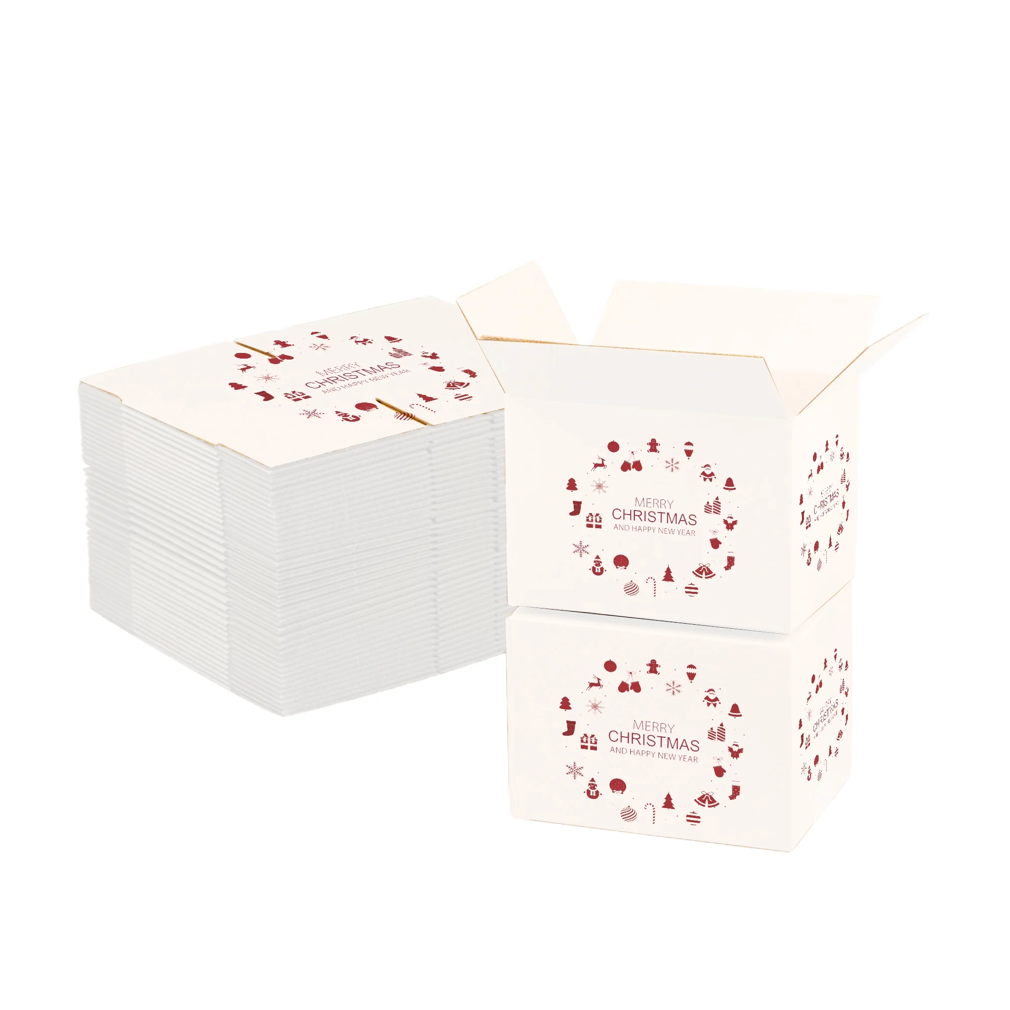 Ucanpack 50 Pcs Christmas Mailer Box 9x4x3", Made In USA- New Year Holiday Mailing Gift Boxes, WhiteDecorative Shipping Boxes, Gift Boxes In Bulk, Tuck Top Boxes