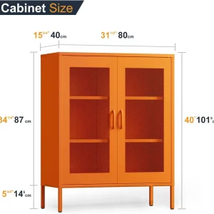 CHSHIN 40" H Blue Metal Storage Cabinet with 2-Mesh Doors for Home,Office,Kitchen,Bar(Width:31.5")