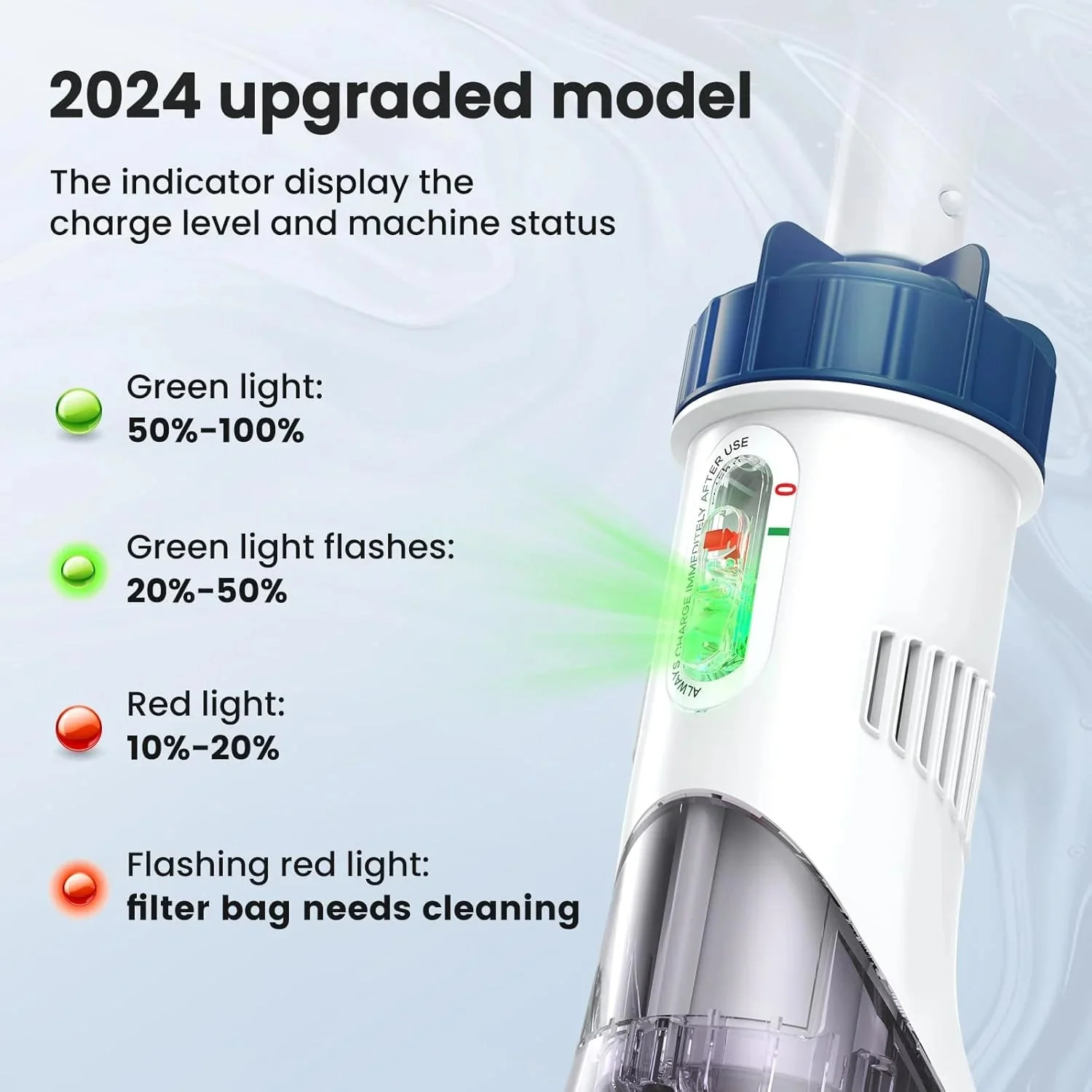 Pool Vacuum for Above Ground Pool with a Telescopic Pole, Running time up to 1H, T403 Handheld Rechargeable Pool Cleaner with Powerful Suction up to 18.5 gallons/min, Ideal for Leaves, Debris