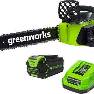 Greenworks 40V 16" Brushless Cordless Chainsaw, 4.0Ah Battery and Charger Included