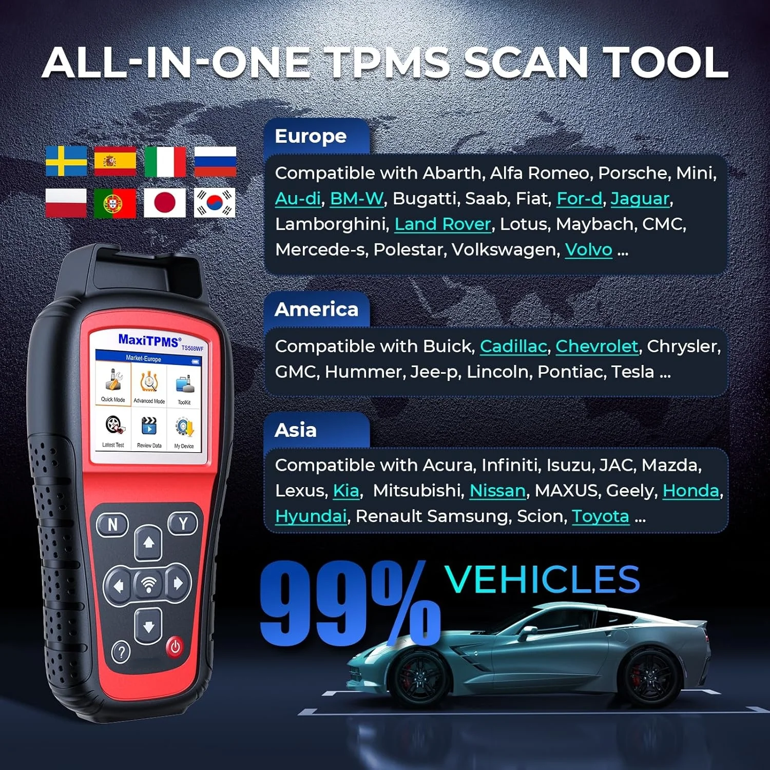 MaxiTPMS TS508WF TPMS Tool, 2025 Enhanced Wi-Fi Ver. of TS508 TS501 PRO TS408S TS601, MX-Sensor TPMS Progamming Tool, TPMS Diagnosis/Reset TPMS Relearn Tool, Read/Clear TPMS DTCs