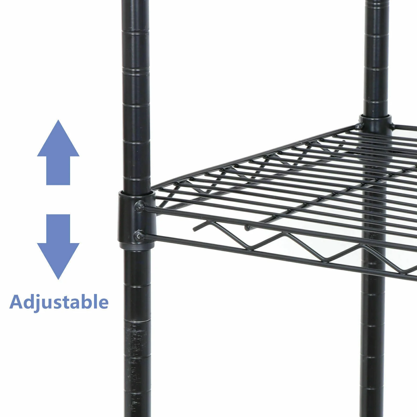 Brezey Set of 2 5-Shelf Wire Tier Layer Shelving Units with 4 Rolling Wheel Casters - Heavy-Duty Space-Saving Storage Solution, Dimensions: 30.1-(L)x14.2"(W)x63"(H)