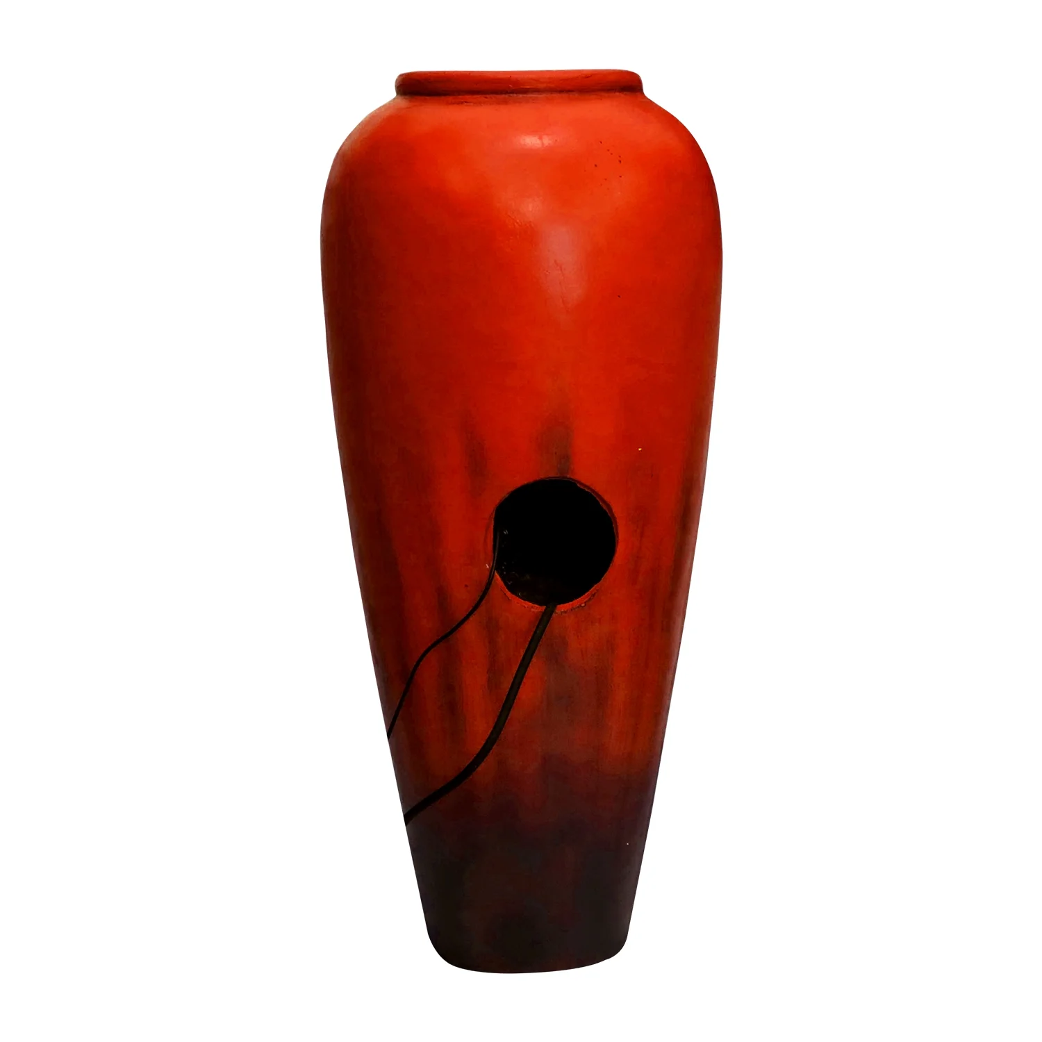 30.7in High Floor Contemporary Vase Water Fountain with LED Lights for Home and Garden Decor