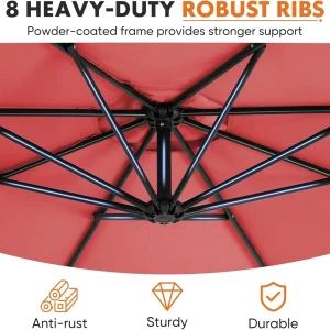 9.8FT Offset Patio Umbrella Hanging Cantilever Umbrella Outdoor Sun Shade with Easy Tilt Adjustment, 8 Ribs, UV Protection for Backyard, Lawn, Garden and Pool, Blue