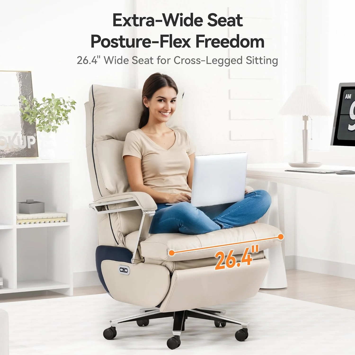M80 Dual Motor Executive Office Chair with Footrest, Big & Tall, 420lbs, Beige