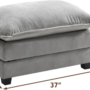 Ihanherry 146" U-Shaped Modern Sofa Modular Sectional Cloud Couch with 2 Ottoman, 6-Seat Chenille Deep Seat Sofa with 6 Pillows for Living Room, Bedroom and Apartment, Grey
