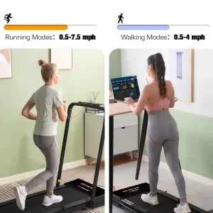 FYC 3.5HP Under Desk Treadmill 300LBS Weight Capacity 2-in-1 Foldable Design Remote Control & LED Display Compact Electric Walking and Running Machine for Walking Running Jogging (Black)