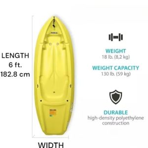 The Wave 6' Youth Kayak with Paddle. Designed for Stability and Safety, It's The Perfect Choice for Young Paddlers Ready to Conquer The Water