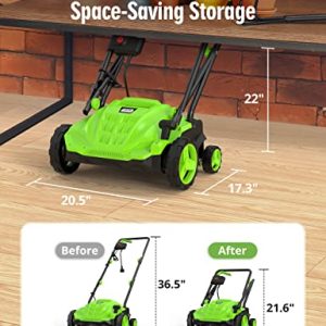 SWIPESMITH 13-Inch 12 Amp Electric Dethatcher Scarifier with Foldable Handle, 2-in-1 Lawn Dethatcher