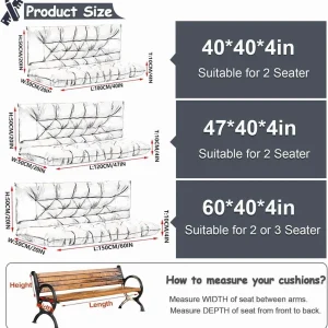 Replacement Cushions for Swing, Waterproof Porch Swing Cushion, 2-3 Seat Outdoor Bench Cushion with Backrest for Patio Furniture Garden Porch Loveseat Glider Pad (Sky Blue 70*40in)