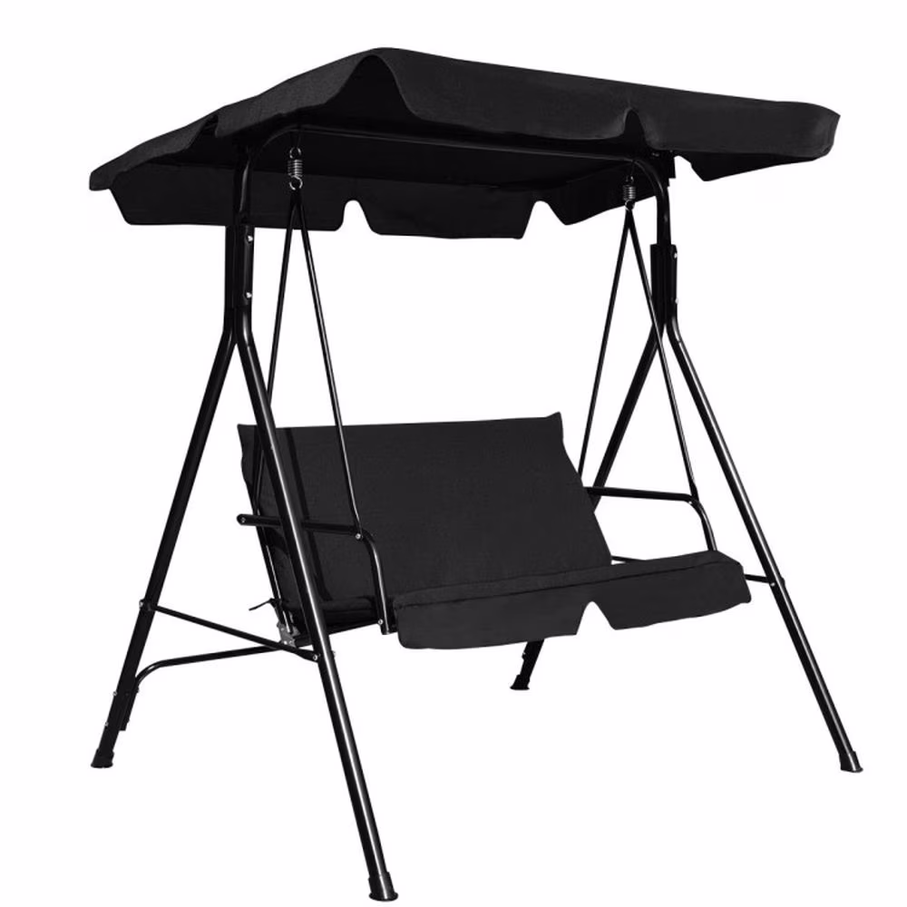 Kadyn Patio Swings for Porch,Comfortable Porch Swings,Loveseat Cushioned Patio Steel Frame Swing Glider -Black
