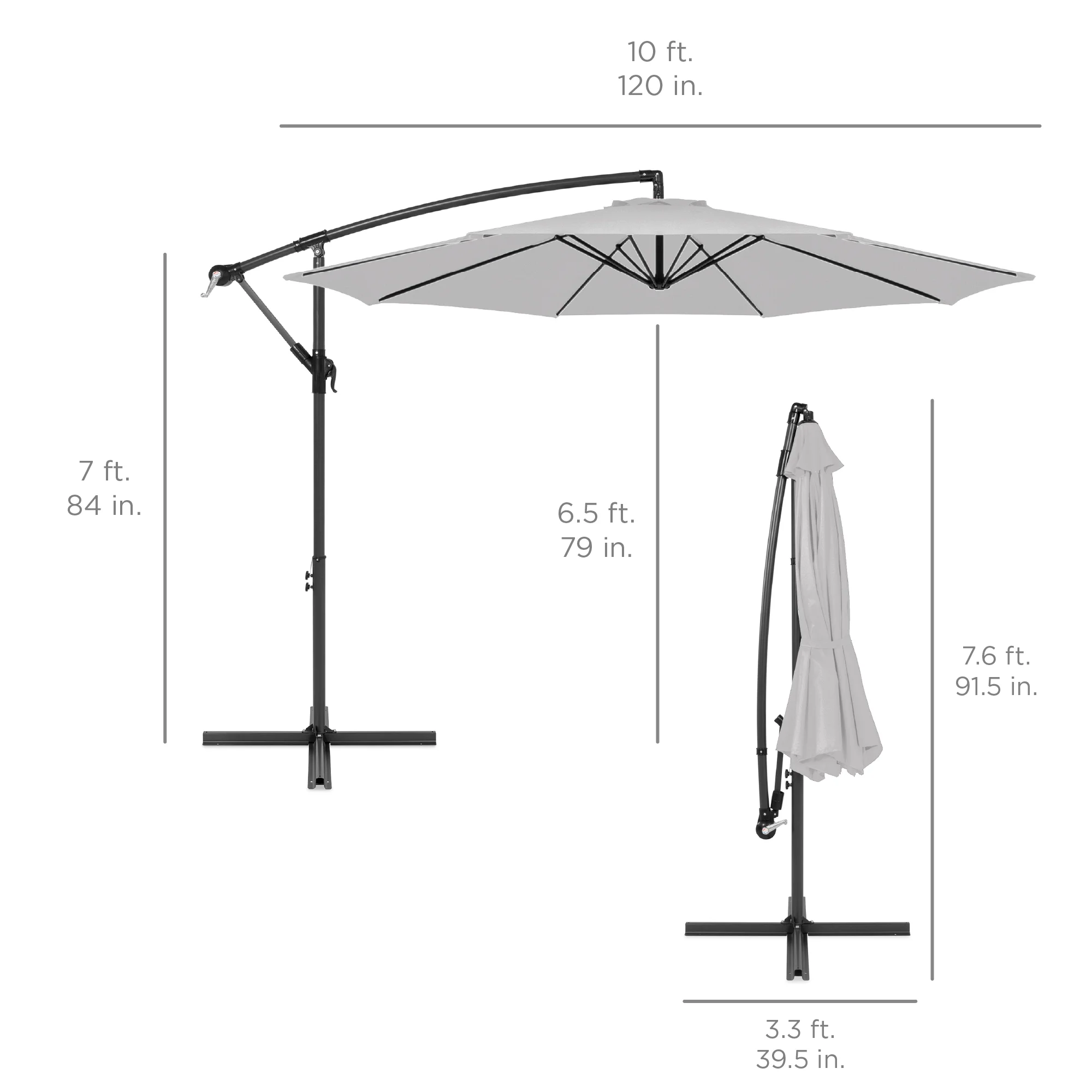 Best Choice Products 10ft Offset Hanging Outdoor Market Patio Umbrella w/ Easy Tilt Adjustment - Tan
