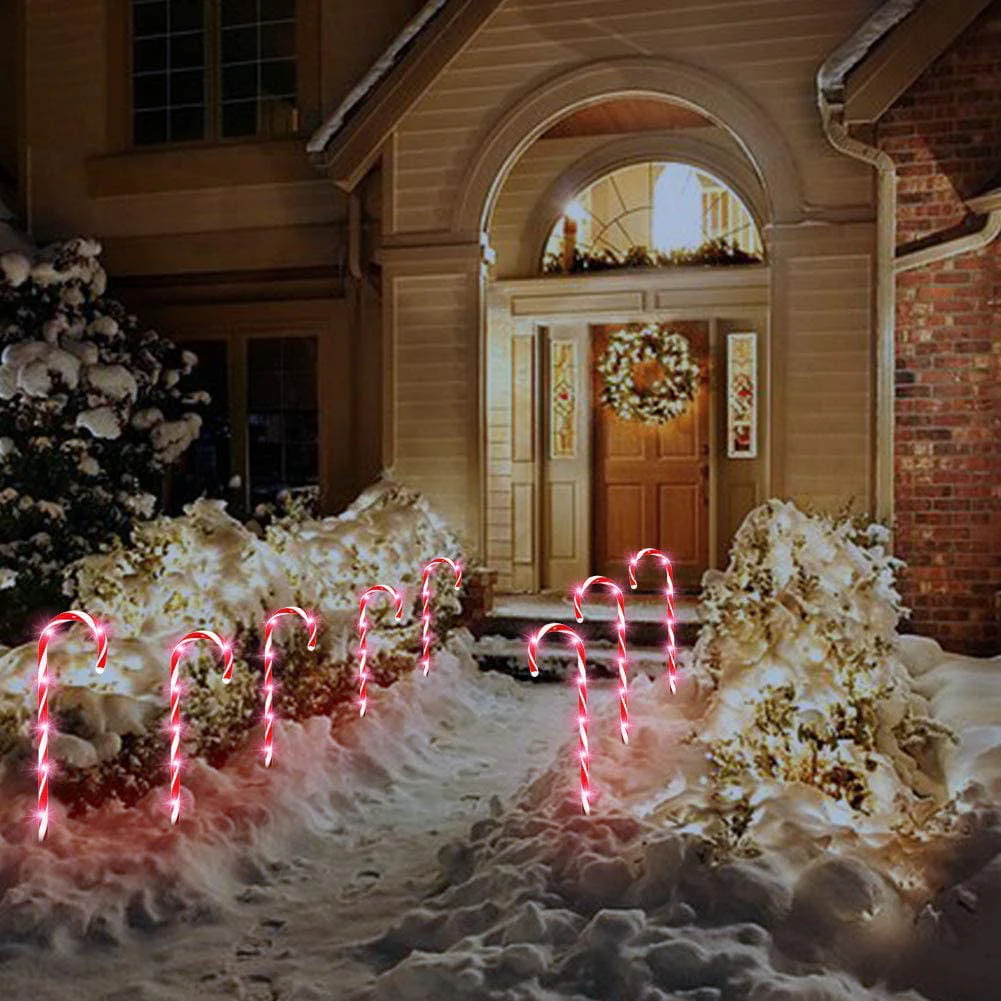 Christmas Candy Cane Lights, 15inch Set of 5 Solar Powered Candy Canes Christmas Pathway Lights Outdoor-Candy Cane Christmas Decorations Outdoor for Holidays Lighting up Sidewalk,Yard,