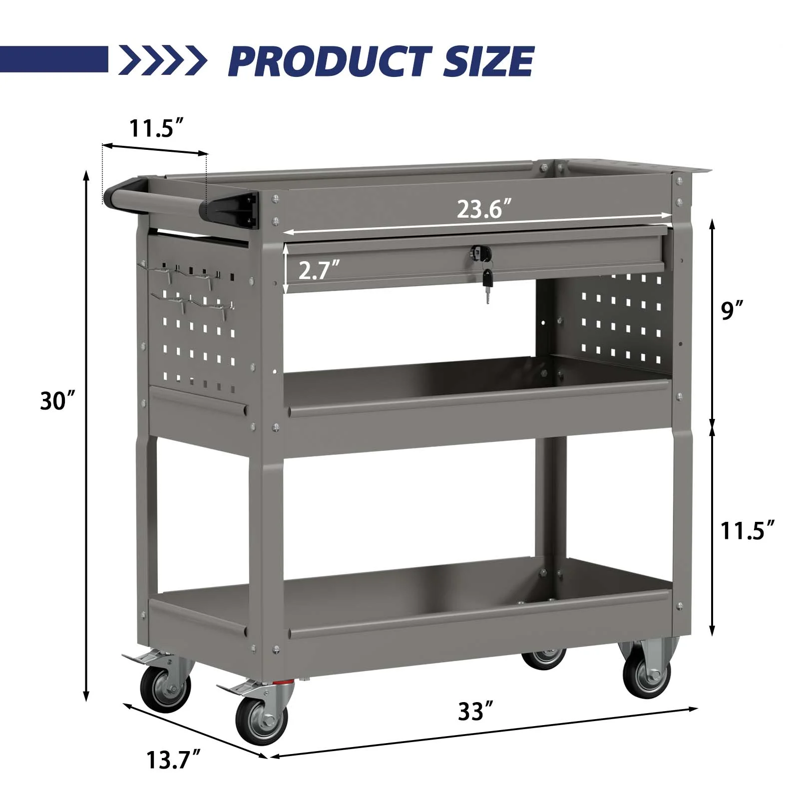 Odaof 4-Wheel Big Rolling Tool Storage Cart with Ball-Bearing Slides for Garage and Warehouse (Orange)