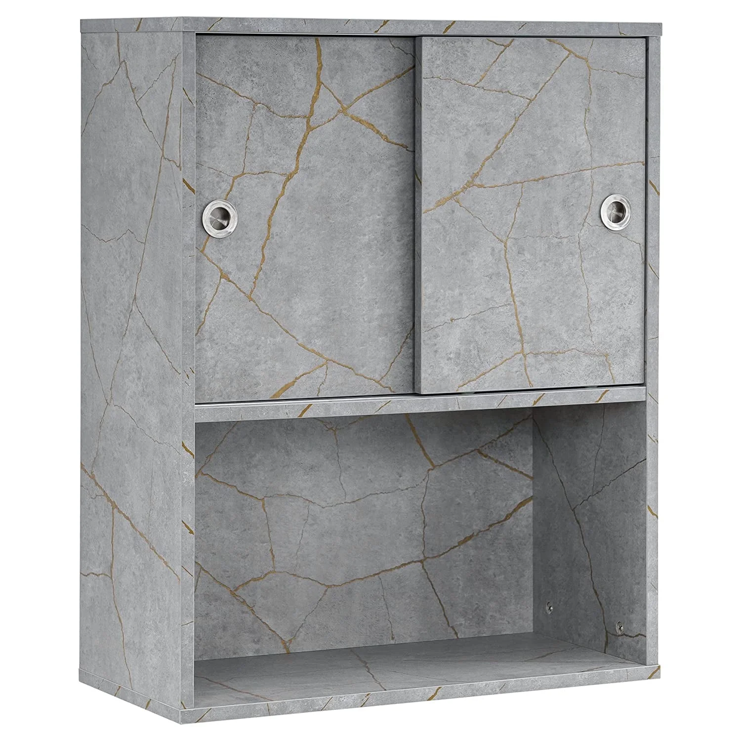 BarberPub Wall Mounted Bathroom Storage Cabinet with Sliding Door and Shelf, Salon Storage Equipment, 30"(H)x 23.6"(W), Black