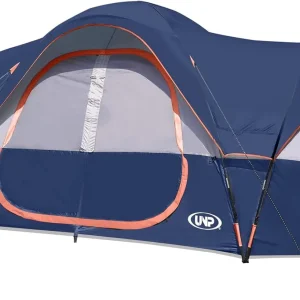 UNP Camping Tent 10-Person-Family Tents, Parties, Music Festival Tent, Big, Easy Up, 5 Large Mesh Windows, Double Layer, 2 Room, Waterproof, Weather Resistant, 18ft x 9ft x78in