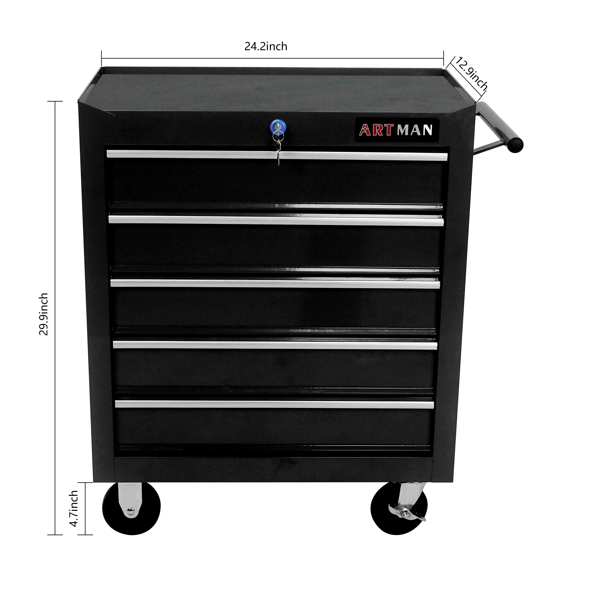 ARTMAN 5 Drawer Rolling Tool Chest, Tool Storage Cabinet with Wheels and Drawers for Garage Warehouse