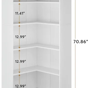 Tribesigns 71" L-Shaped Bookcase, 6-Tier Corner Bookshelf, Industrial Storage Display Rack, Grey
