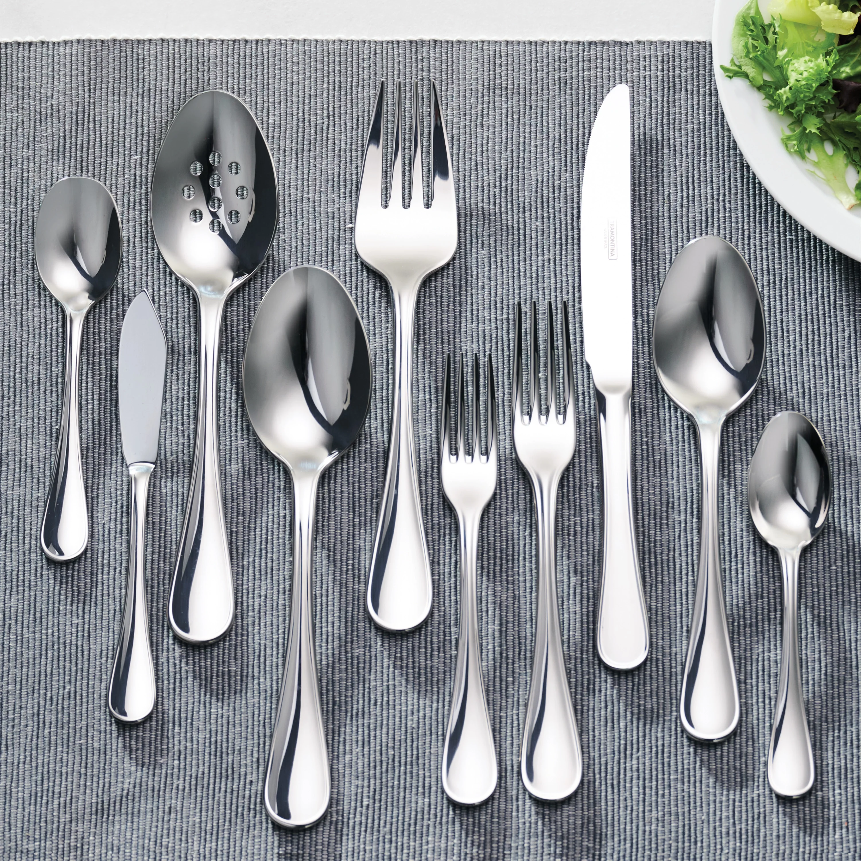Tramontina Classic 45-Piece Stainless Steel Flatware Set -C Mirror-Polished, Knives, Forks, Spoons & Serving Utensils Silverware Set, Service for 8