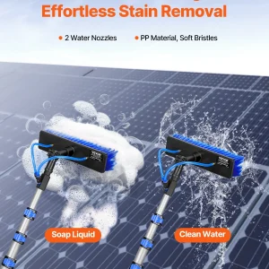 VEVOR Water Fed Pole Kit, 12FT Solar Panel Cleaning Pole with Extendable Handle, 180- Rotatable Brush Head & 65.6FT Hose, Household & Outdoor Window Cleaner Tool for Caravan Solar Panel Deck