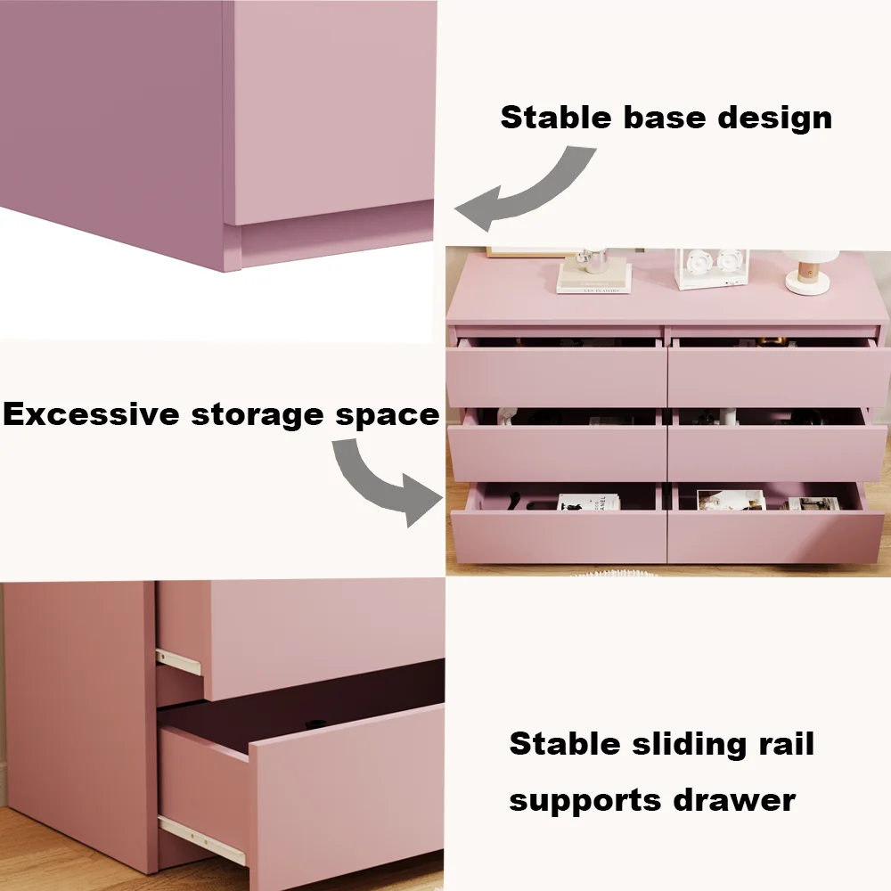 Aukfa Modern 6-Drawer Dresser Chest of Drawers Storage Cabinet for Bedroom Living Room, Green