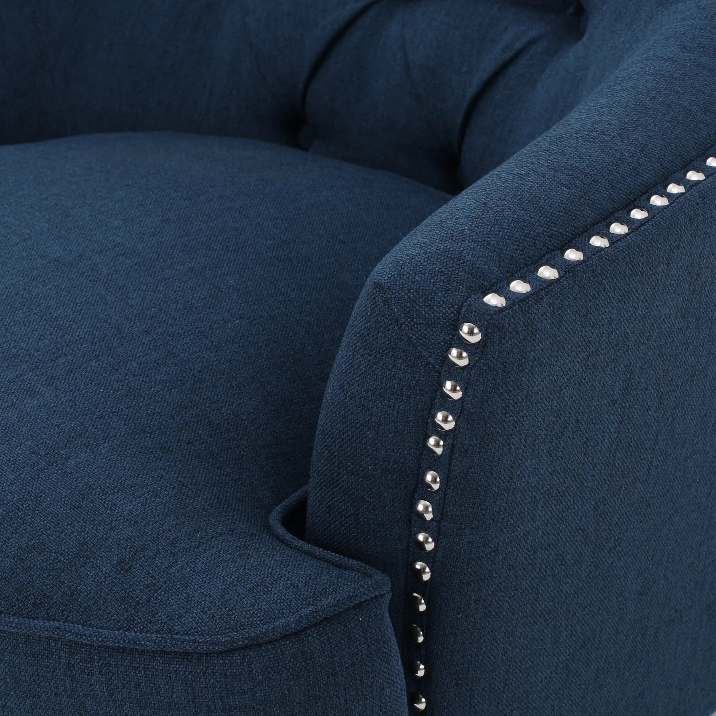 Noble House Tanner Tufted Fabric Club Accent Chair, Dark Blue