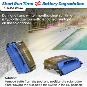 Betta SE Solar Powered Automatic Robotic Pool Surface Skimmer Cleaner with 30-Hour Continuous Cleaning Battery Power and Re-Engineered Twin Salt Chlorine Tolerant Motors (Blue)
