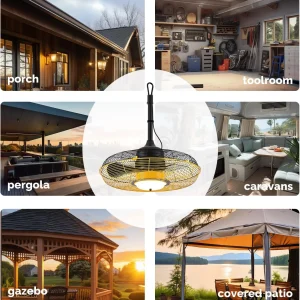 21'' Outdoor Ceiling Fan with Light, Plug in Ceiling Fan with Remote, Gazebo Fans Outdoor Hanging for Patios Waterproof, Wet Rated Hanging Fan with App Control