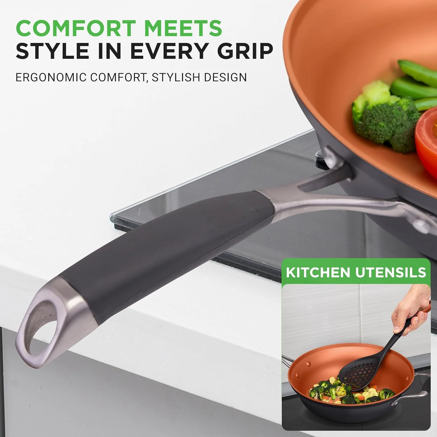 54-Piece Kitchen Cookware Set -C Complete Non-Stick Ceramic Pots and Pans Set with Utensils, Bakeware, and Knife Set, Gas, Electric & Induction Compatible, Blush Pink Kitchen Essentials