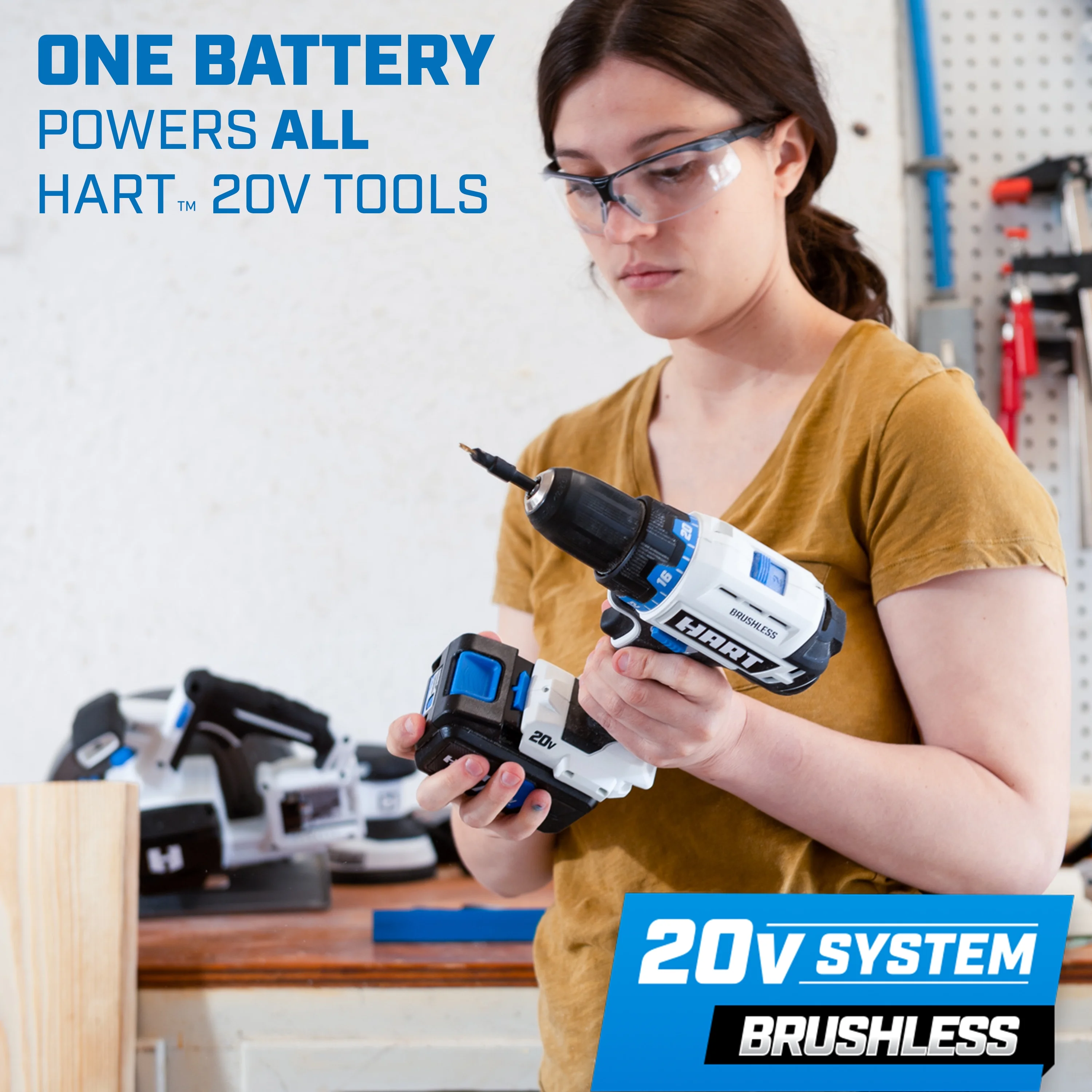 HART 20-Volt Cordless Brushless 1/2-inch Drill/Driver Kit and 10-inch Storage Bag (1) 2Ah Lithium-Ion Battery
