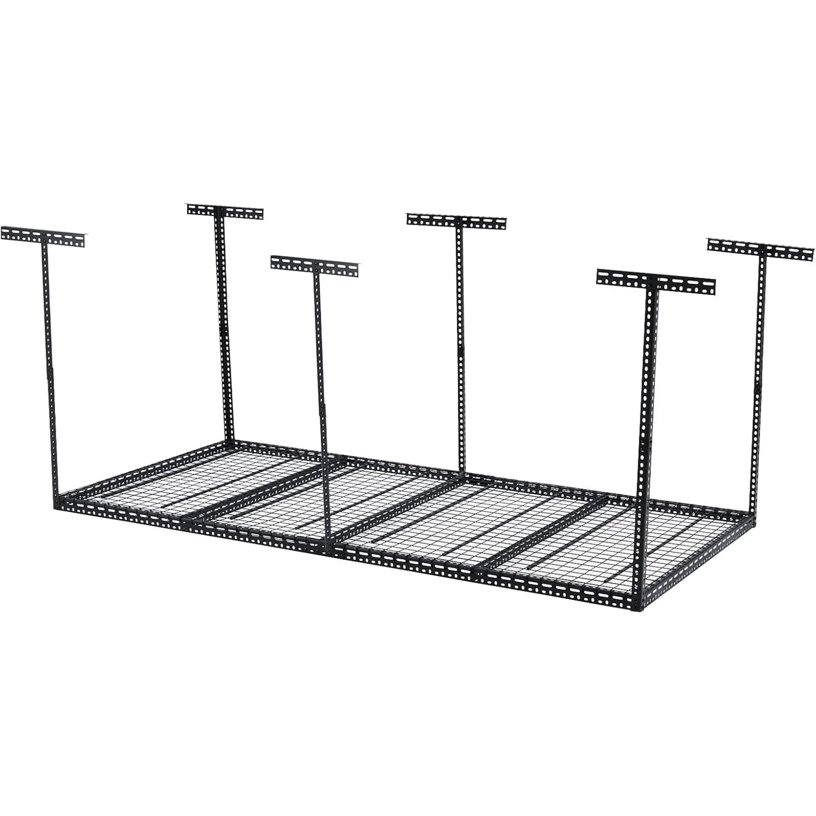 Pinypikaka 4'x8' Overhead Garage Storage Rack, 22"-40" Height Adjustable Ceiling Storage Rack 660lbs Weight Capacity, Heavy Duty Hanging Storage Shelves for Garage, Attic, Basement