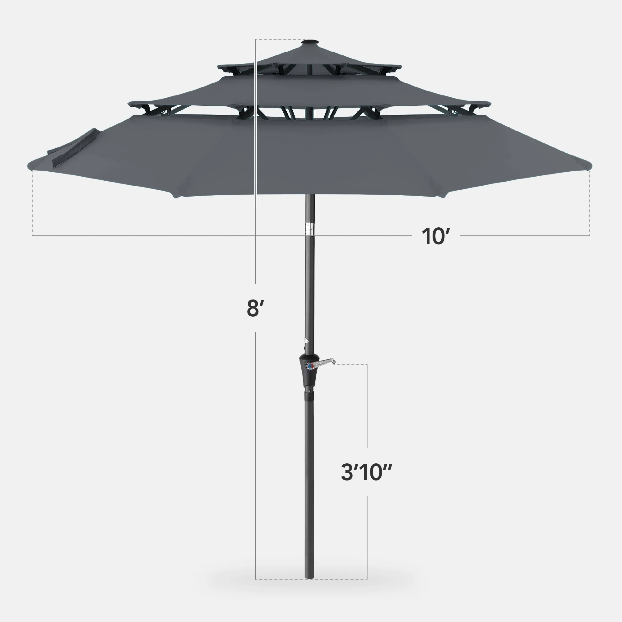Best Choice Products 10ft 3-Tier Patio Umbrella, Market Sun Shade w/ Tilt Adjustment, Easy Crank - Red