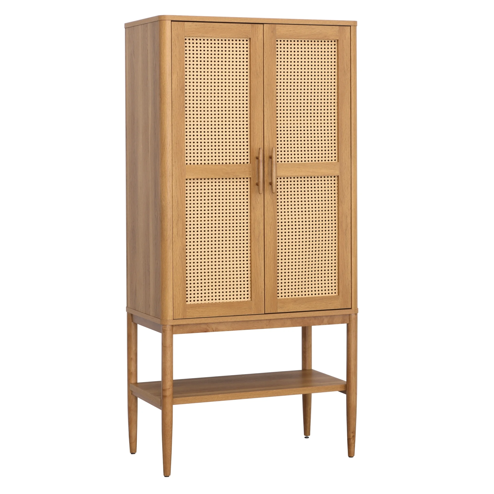 Better Homes & Gardens Springwood Caning Storage Accent Cabinet, Light Honey Finish