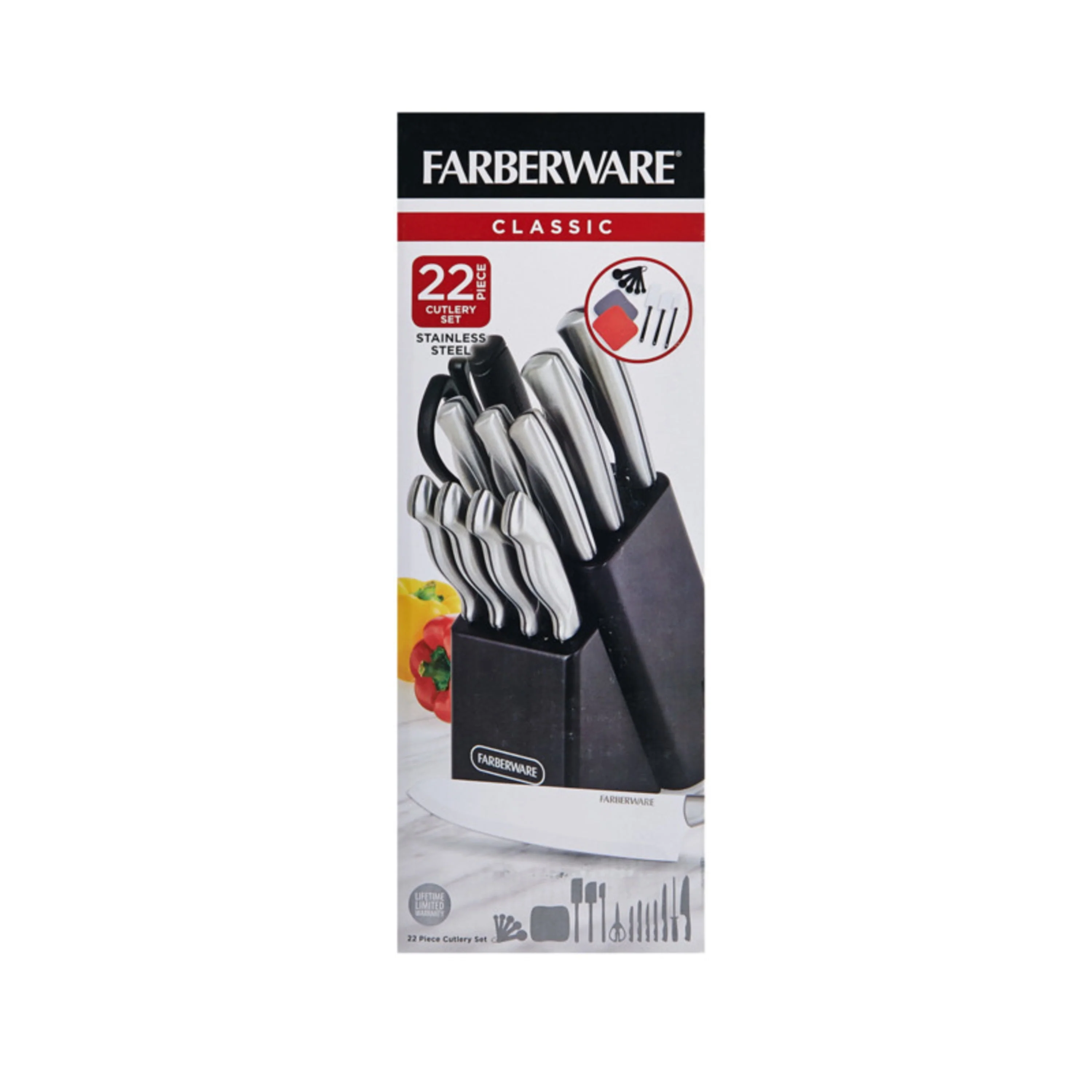 Farberware Classic 22-piece Stamped Stainless Steel Cutlery and Utensil Set