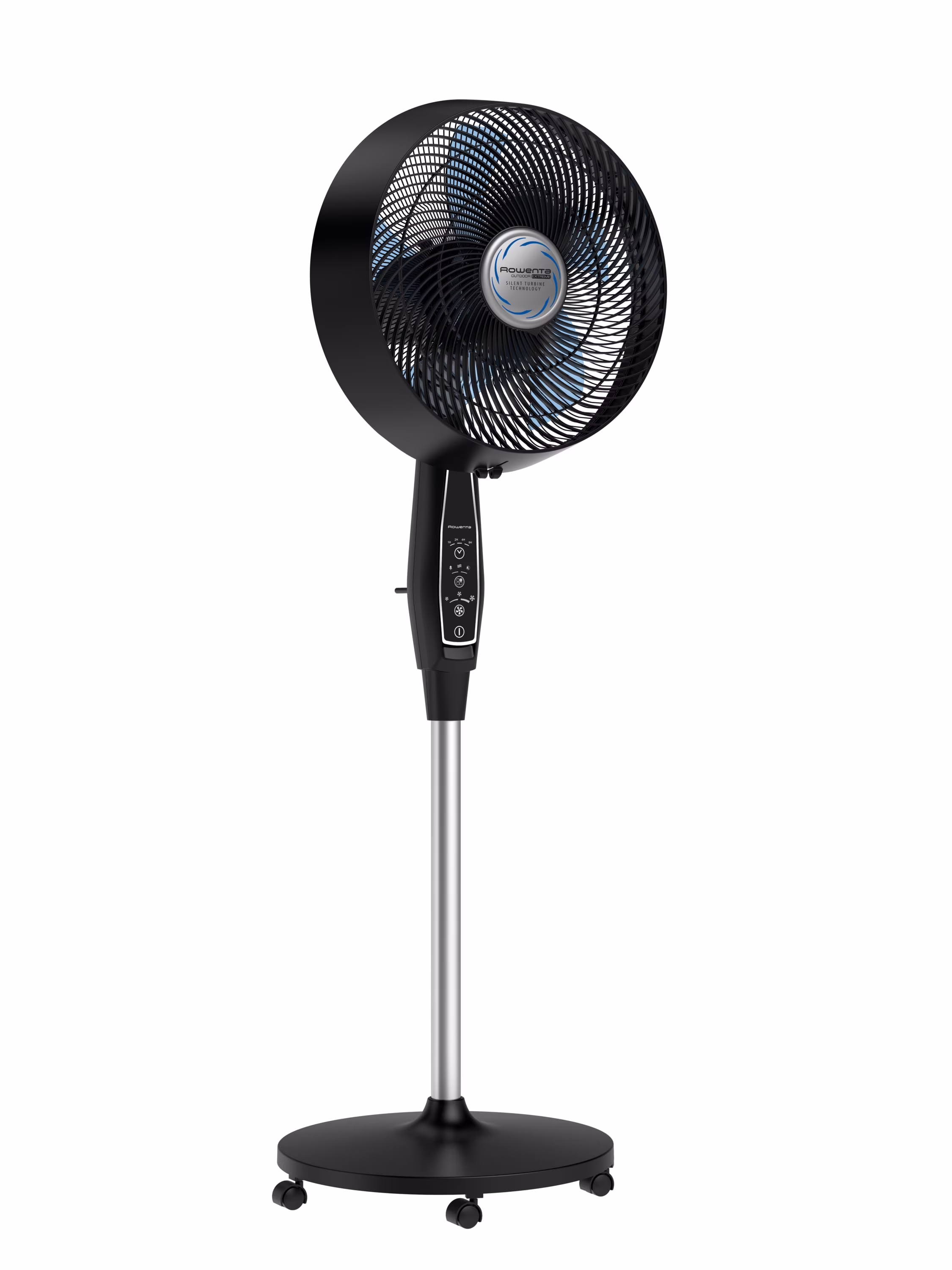 Rowenta Turbo Silence Standing Floor Fan with Remote, 53 Inch, Portable, 5 Speeds, VU5670