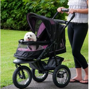 2025 No-Zip NV Pet Stroller for Cats/Dogs, Zipperless Entry, Easy One-Hand Fold, Gel-Filled Tires, Plush Pad + Weather Cover Included, 3 colors