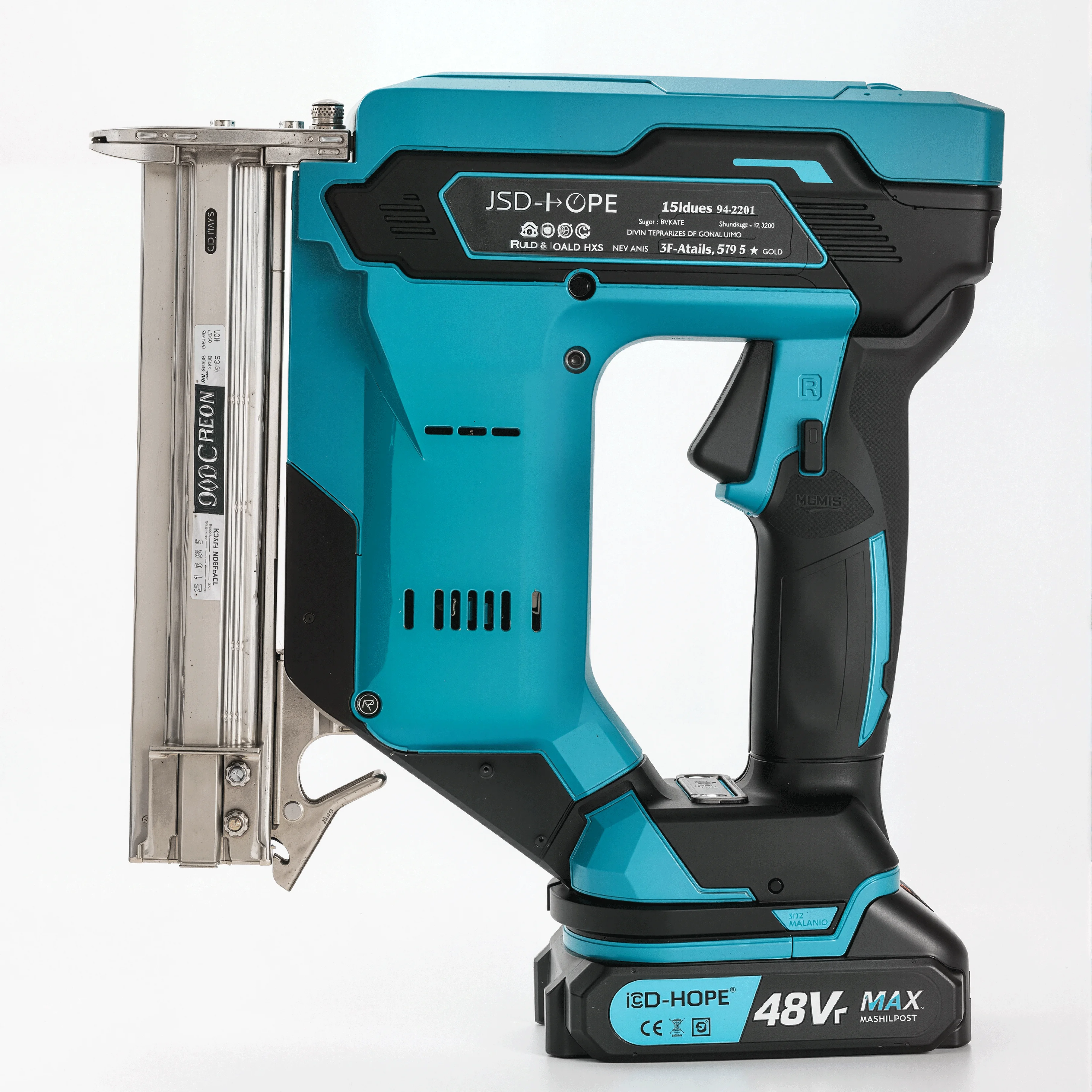 Brushless Cordless Nail Gun -C Straight Nail Gun, Staple Nail Gun, Nail Shooter, Pneumatic Nail Gun; Equipped with Lithium Battery and Quick Charger, Suitable for Decorative Carpentry, Cabinets,