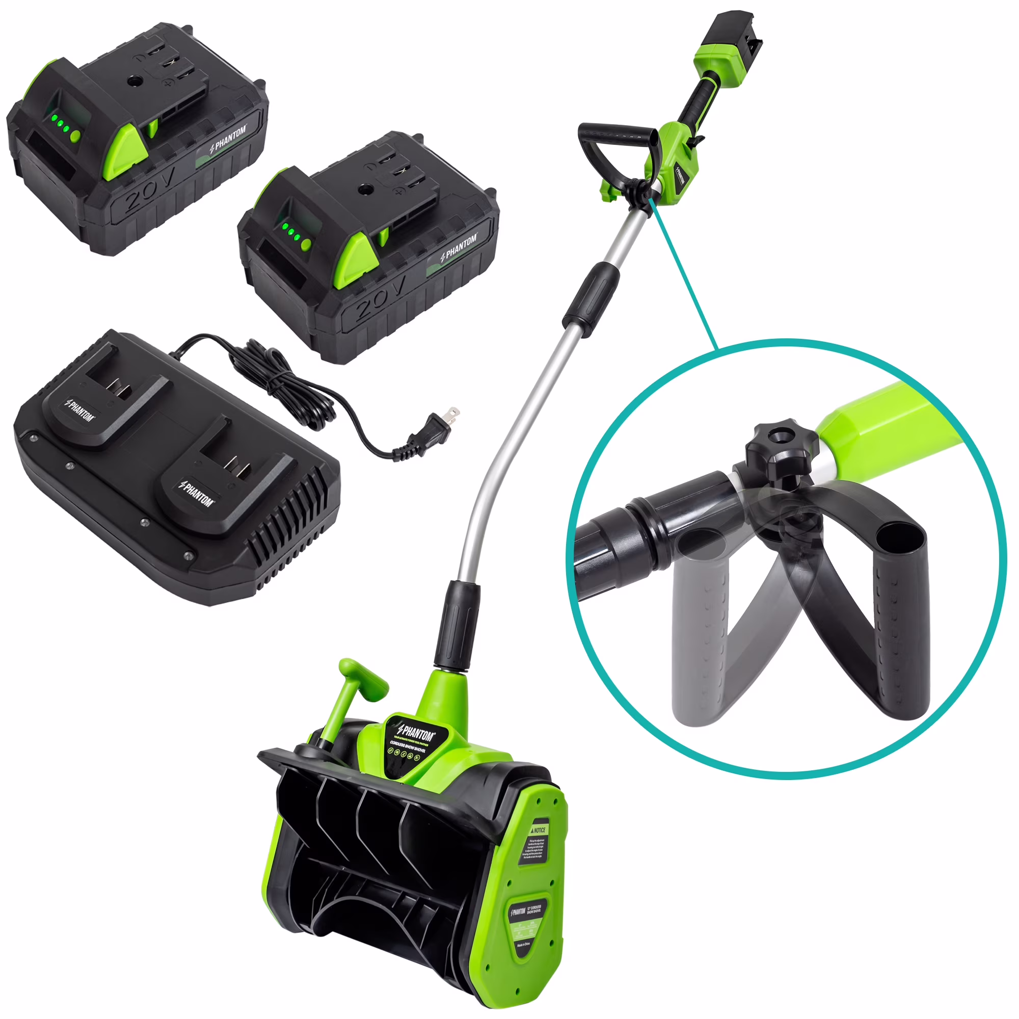 Cordless Snow Shovel, 20V Battery Powered Snow Blower, Lightweight Electric Snow Thrower with Adjustable Handle, Directional Plate, Perfect for Patios, Decks, Walkways, and Driveways (20 INCH)