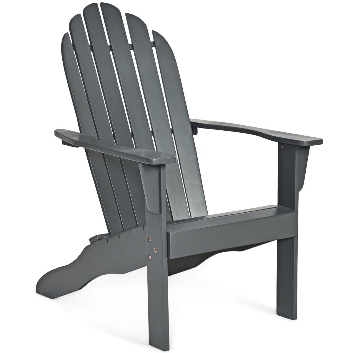 Costway Outdoor Adirondack Chair Accent Chair Solid Wood sturdy Patio Garden Deck Furniture Gray