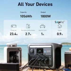 Portable Power Station 1800W (2400W Peak) Solar Generator 58 Minutes to Fully Charge