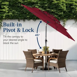 Best Choice Products 10ft 3-Tier Patio Umbrella, Market Sun Shade w/ Tilt Adjustment, Easy Crank - Red
