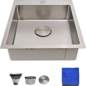 17 Inch Bar Sink Drop In -C Small Kitchen Sink, Modern 18 Gauge Stainless Steel sink with Brushed Finish, 17"x19"x6" Single Bowl kitchen Sinks for RV, Prep, and Outdoor Use